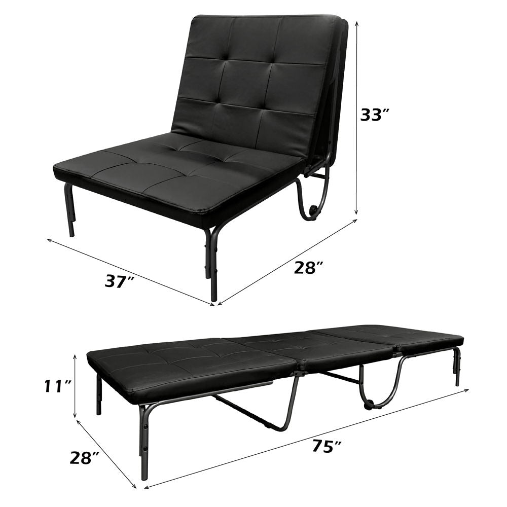 Senon - Adjustable Chair Futon - Silver & Black
