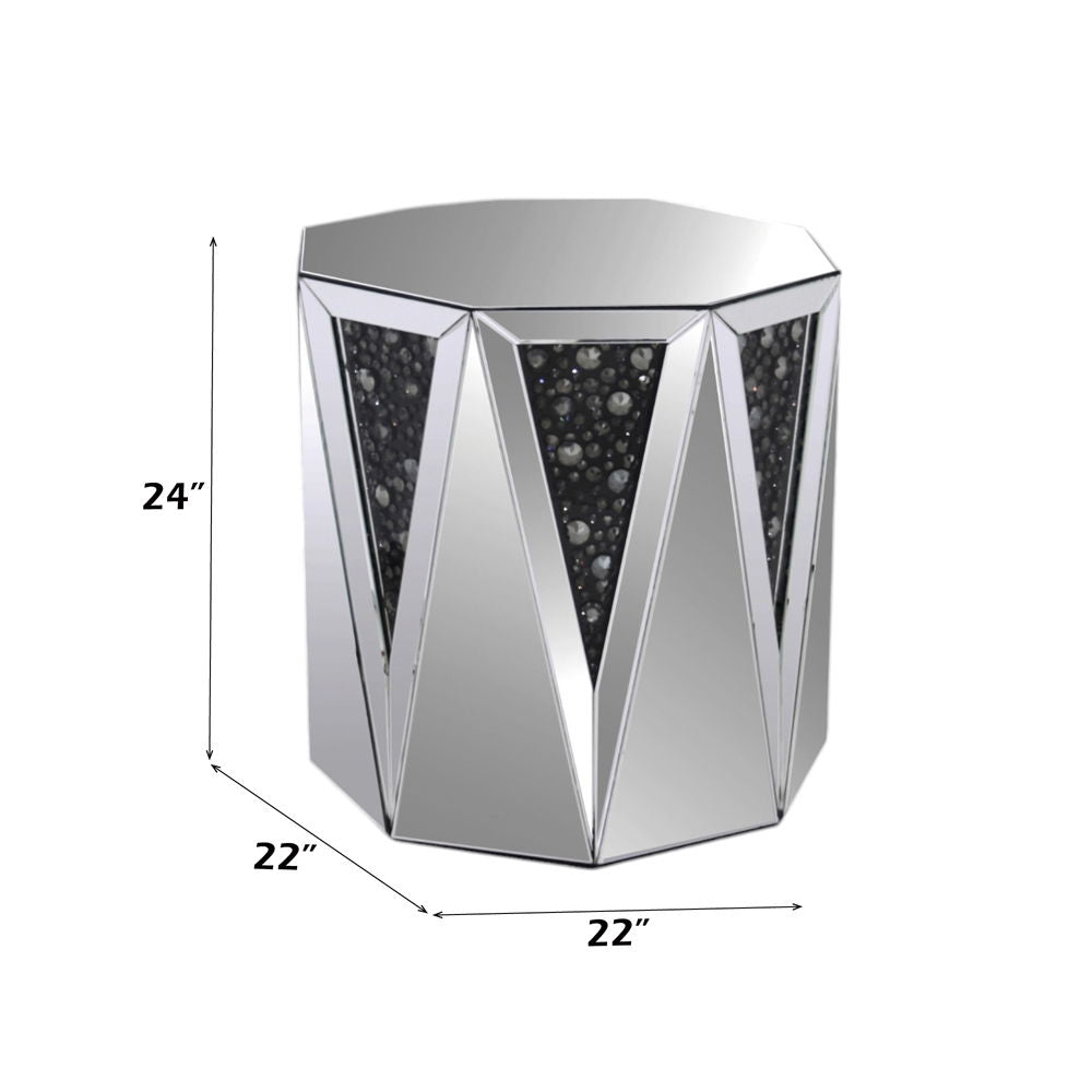Nysa - End Table - Mirrored & Faux Crystals