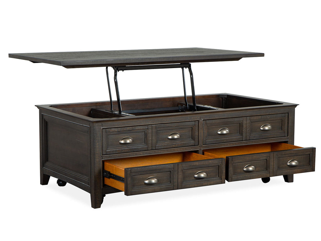 Westley Falls - Lift Top Storage Cocktail Table With Casters - Graphite