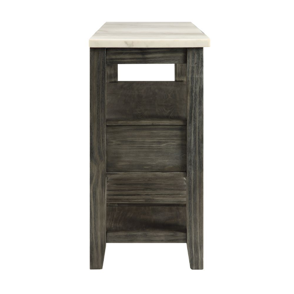 Merel - Server - White Marble Top & Gray Oak