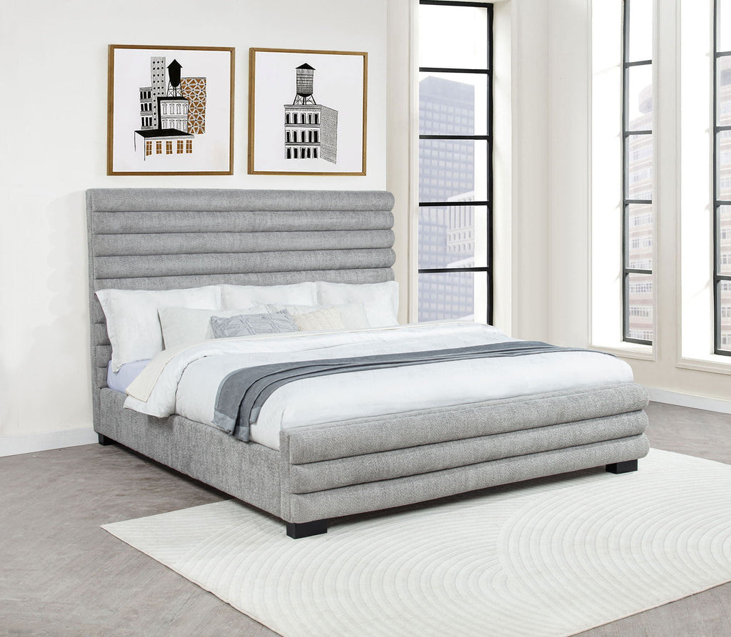 Patricia 58-inch Boucle Upholstered Eastern King Bed Grey
