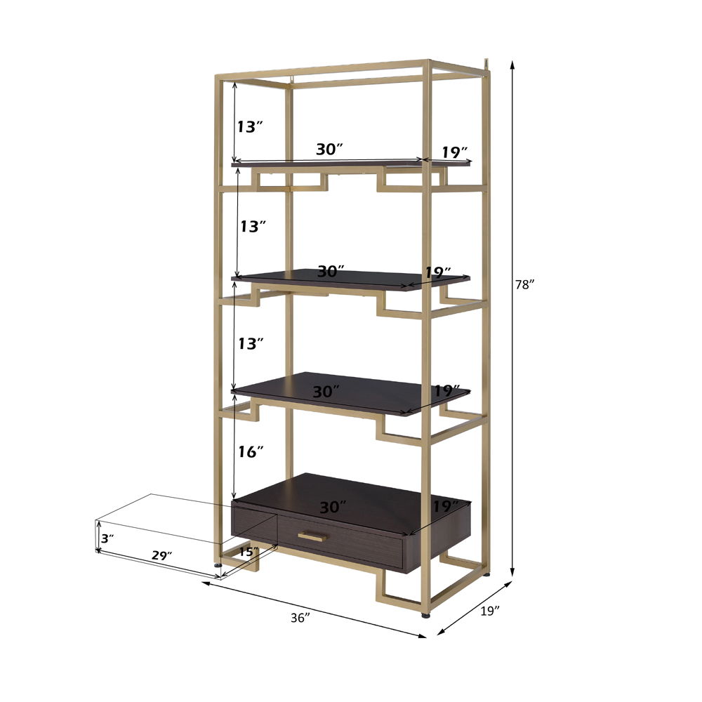 Yumia - Bookshelf - Gold & Walnut