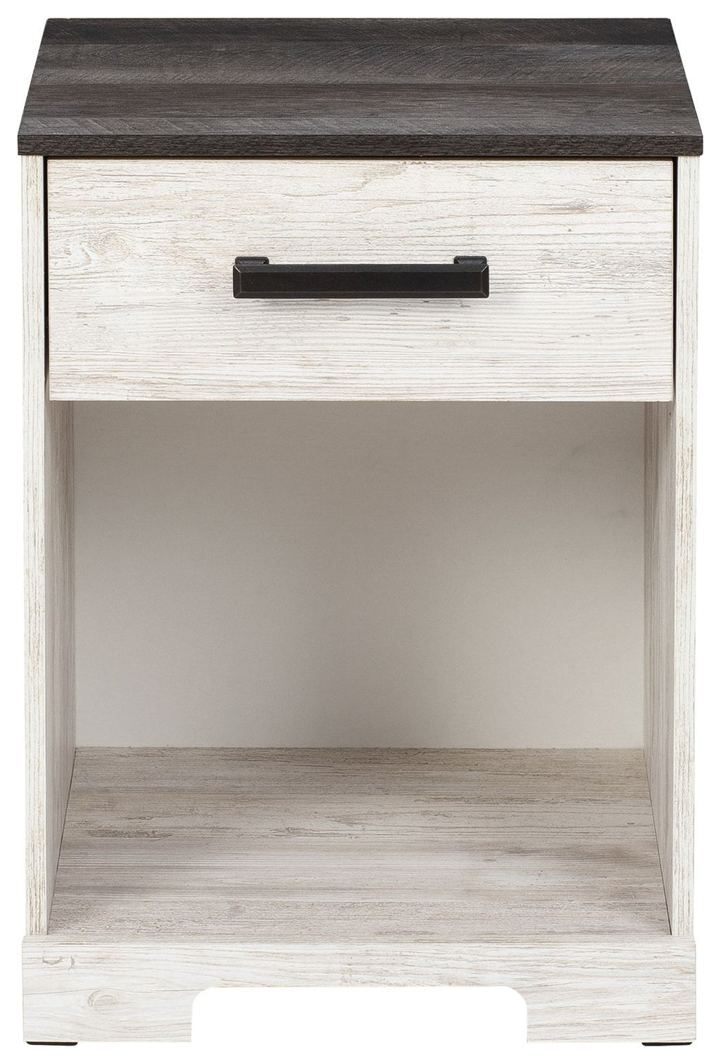 Shawburn - One Drawer Night Stand - Open Cubby - White / Black / Gray