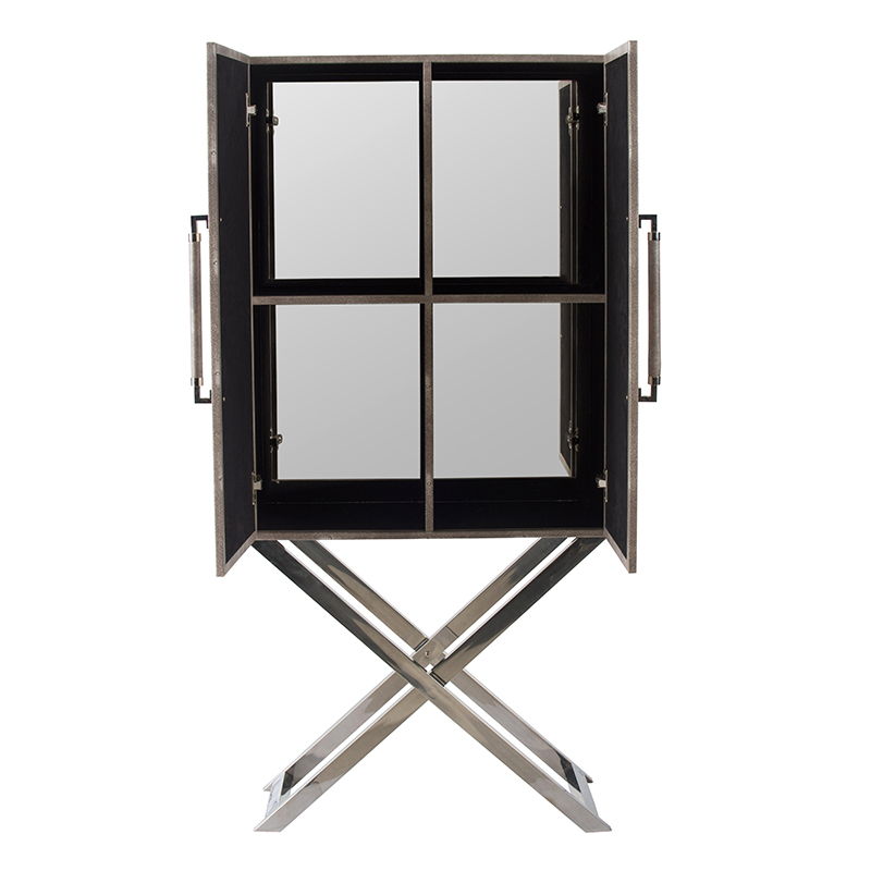 Cabinet - Silver - Faux Leather