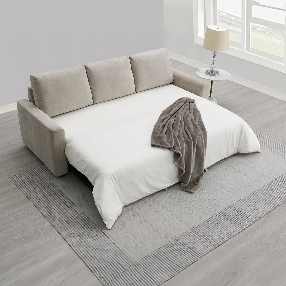 Leira - Sofa With Sleeper - Beige Linen