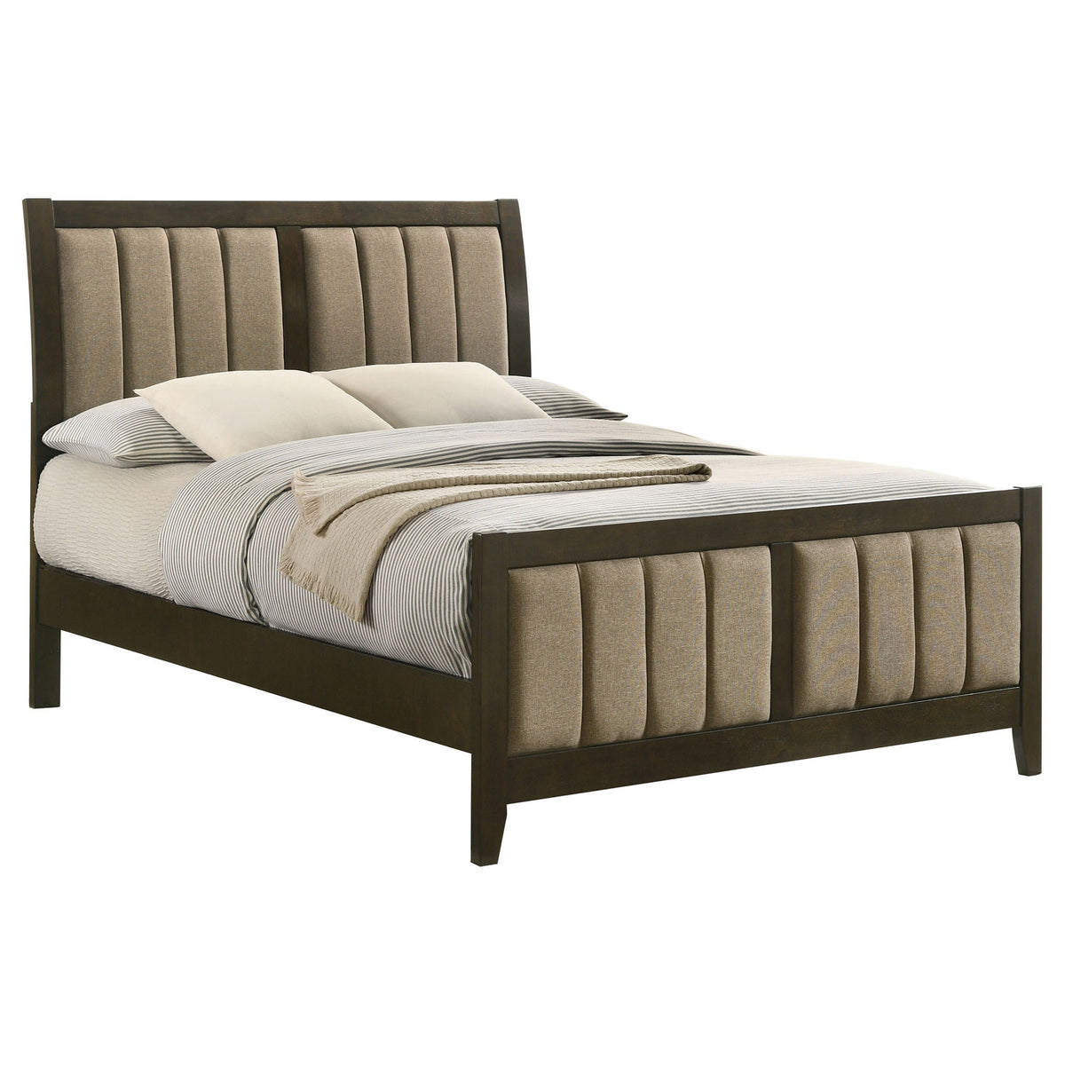 Wilkes 51-inch Upholstered Full Bed Dark Cocoa