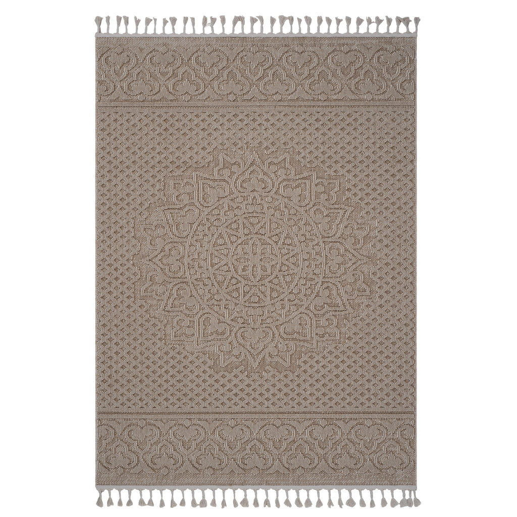 Guros - 6' X 9' Medallion Indoor / Outdoor Area Rug - Beige