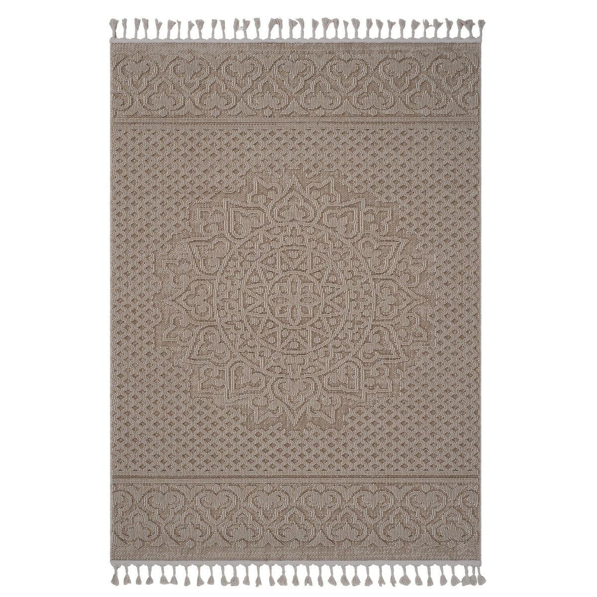Guros - 6' X 9' Medallion Indoor / Outdoor Area Rug - Beige