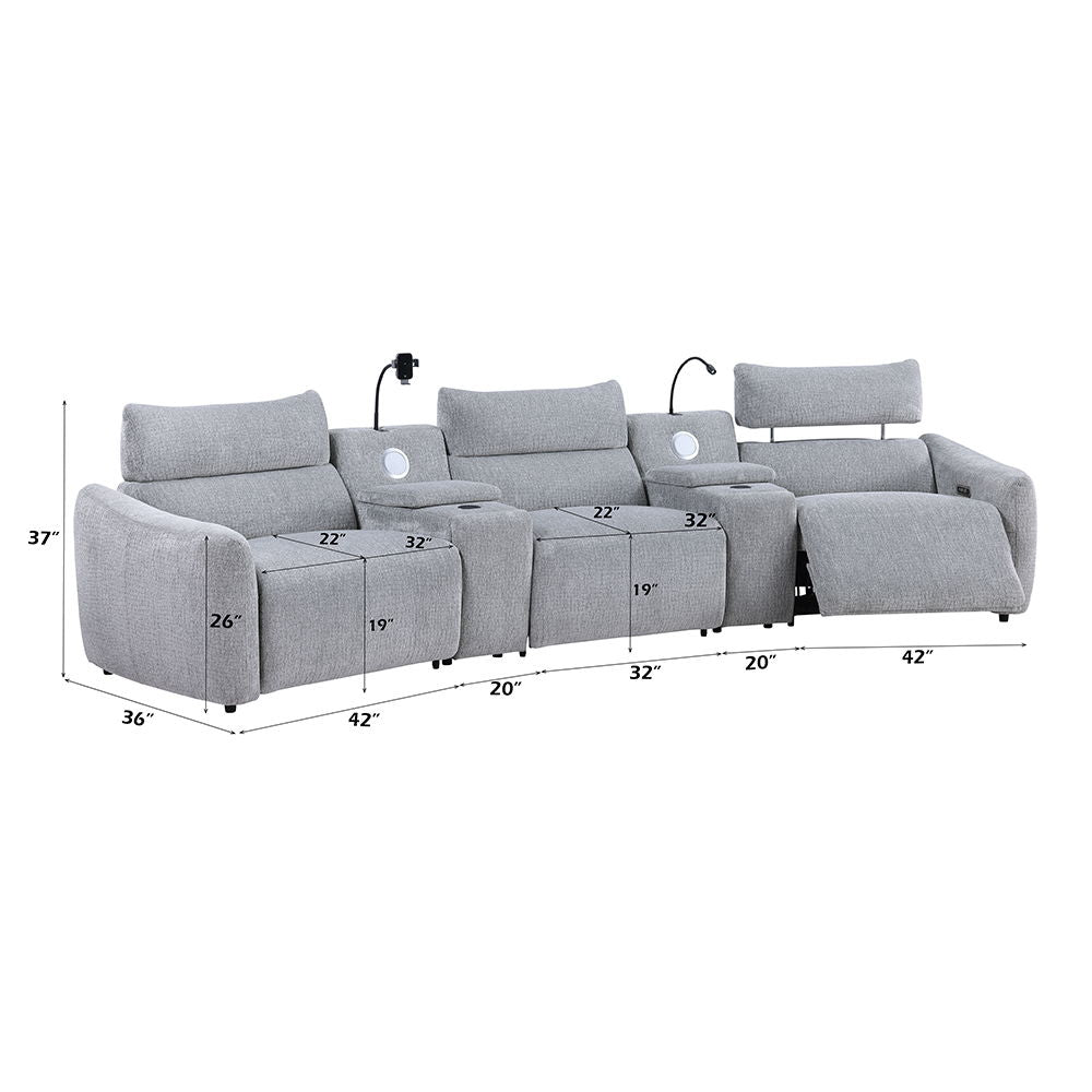 Fullar - LAF Modular Power Motion Recliner - Light Gray Chenille