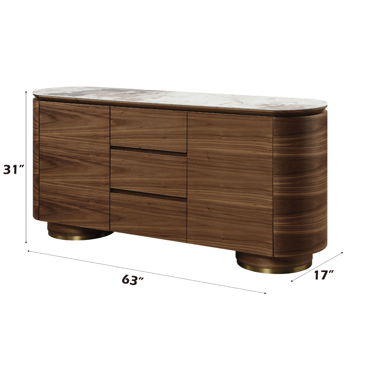 Willene - Server With Ceramic Top - Ceramic Top & Walnut