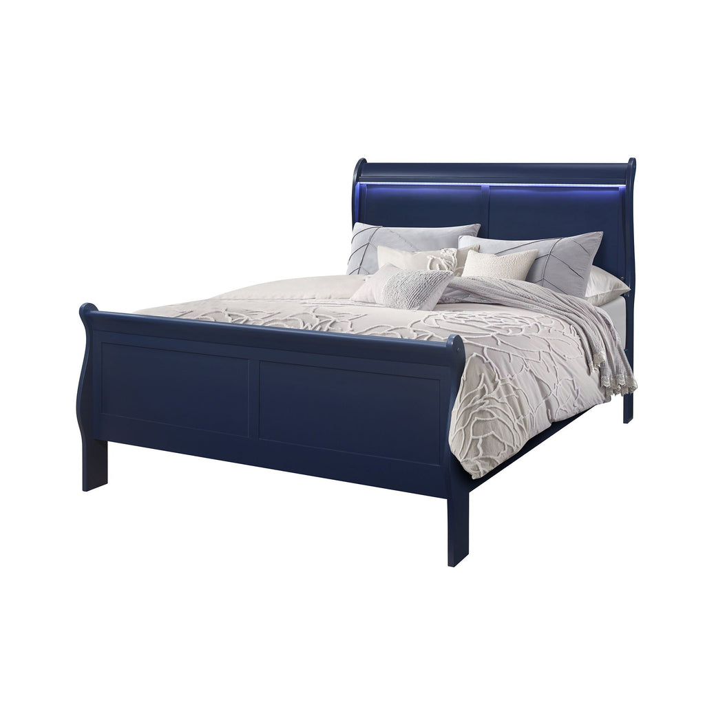 Charlston - Modern Sleigh Design Bed With LED