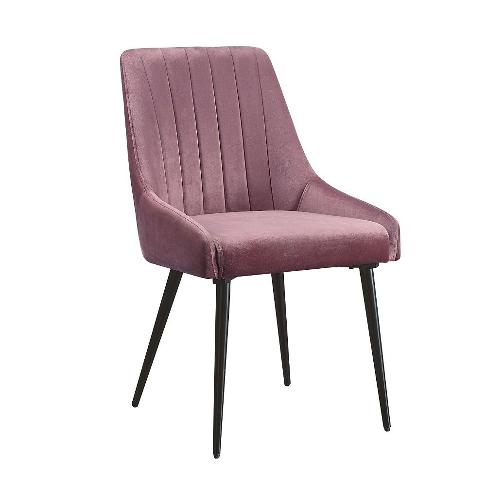 Riley - Side Chair (Set of 2) - Pink Fabric & Black
