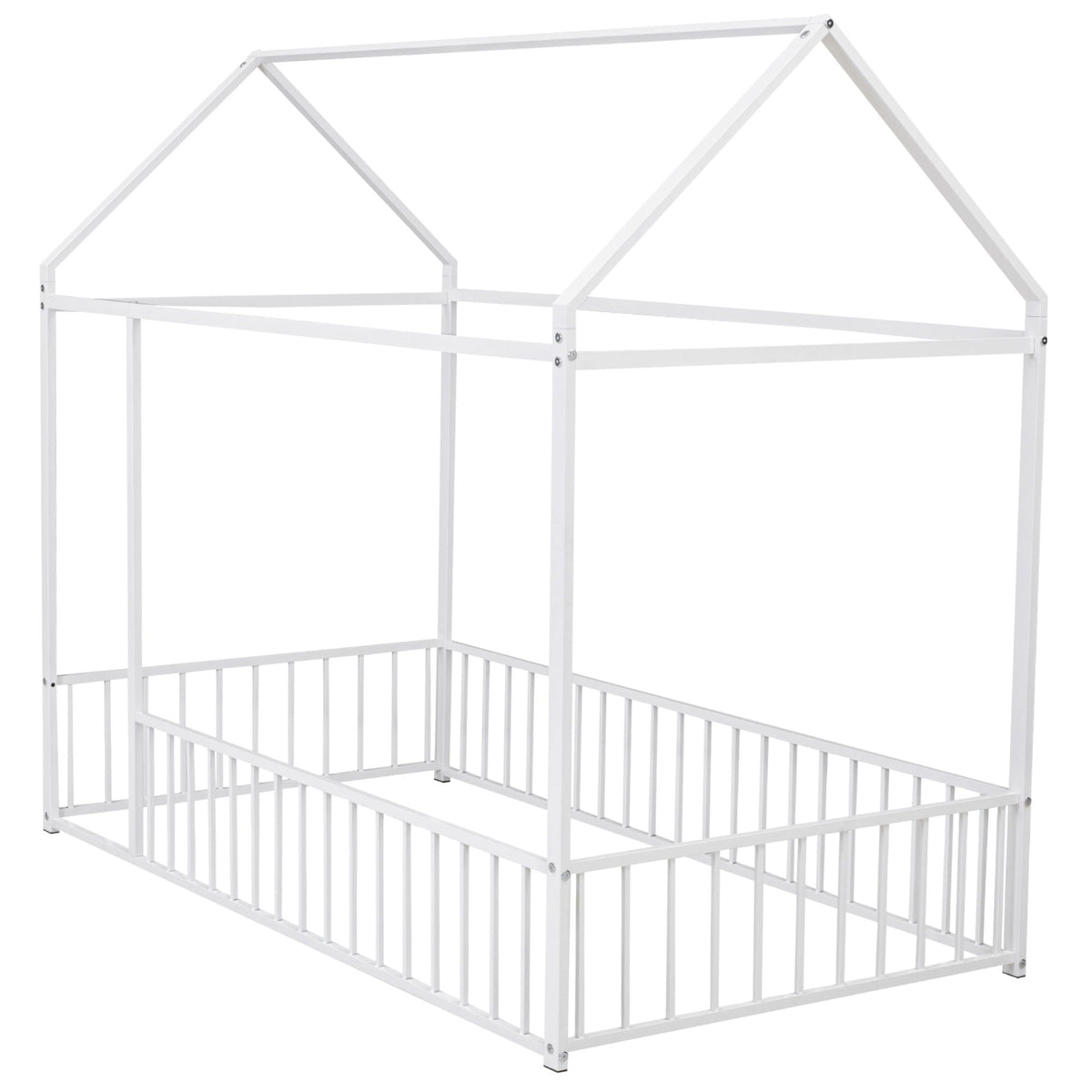 Metal Bed House Bed Frame With Fence
