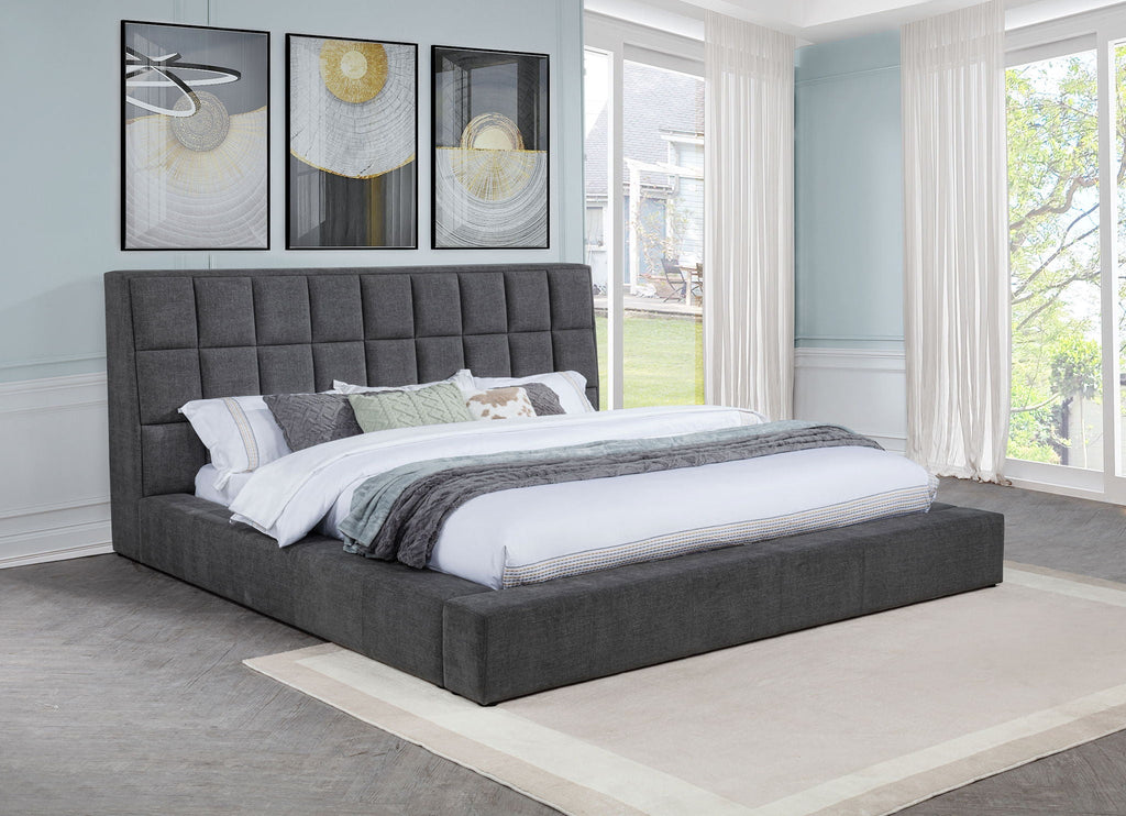Dreux Upholstered Queen Panel Platform Bed Grey