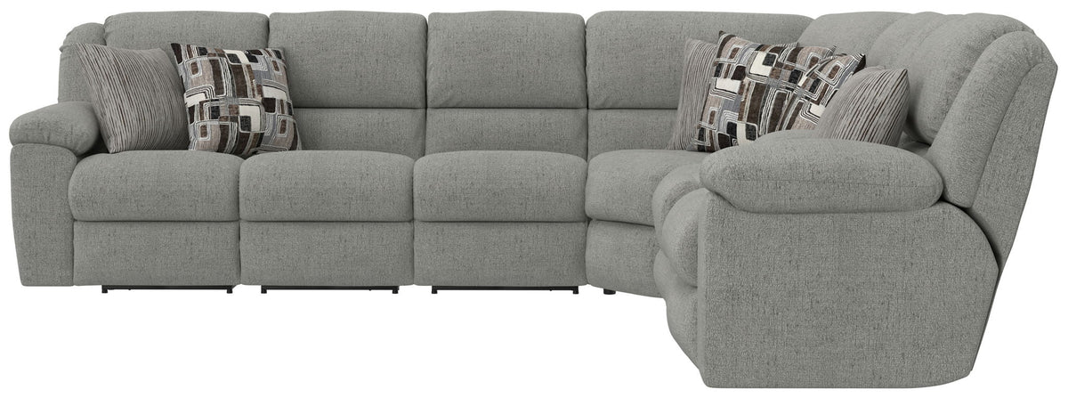 Quinn - 3 Piece Reclining Sectional With 4 Reclining Seats, Storage Arms, Storage Console With Lights, And Drop Down Table - Nature