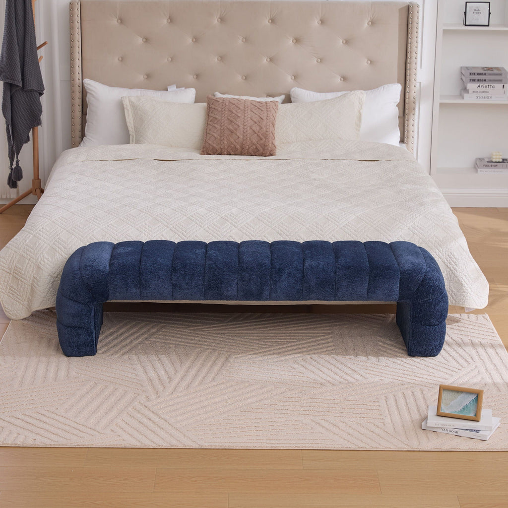 Modern Upholstered Armless Bed Bench With Channel Tufted Design