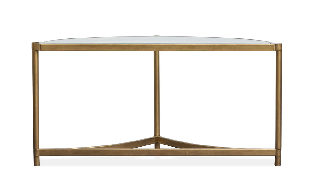 Cassidy - Demilune Sofa Table - Aged Brass And Volakas Classic