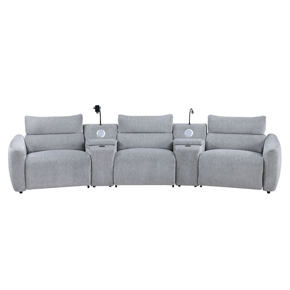 Fullar - Modular Power Motion Armless Recliner - Light Gray Chenille