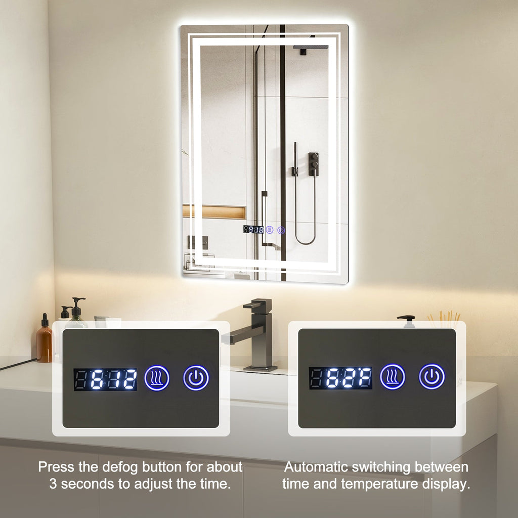 Defogging LED Bathroom Mirror with Memory Function and Anti-Fog
