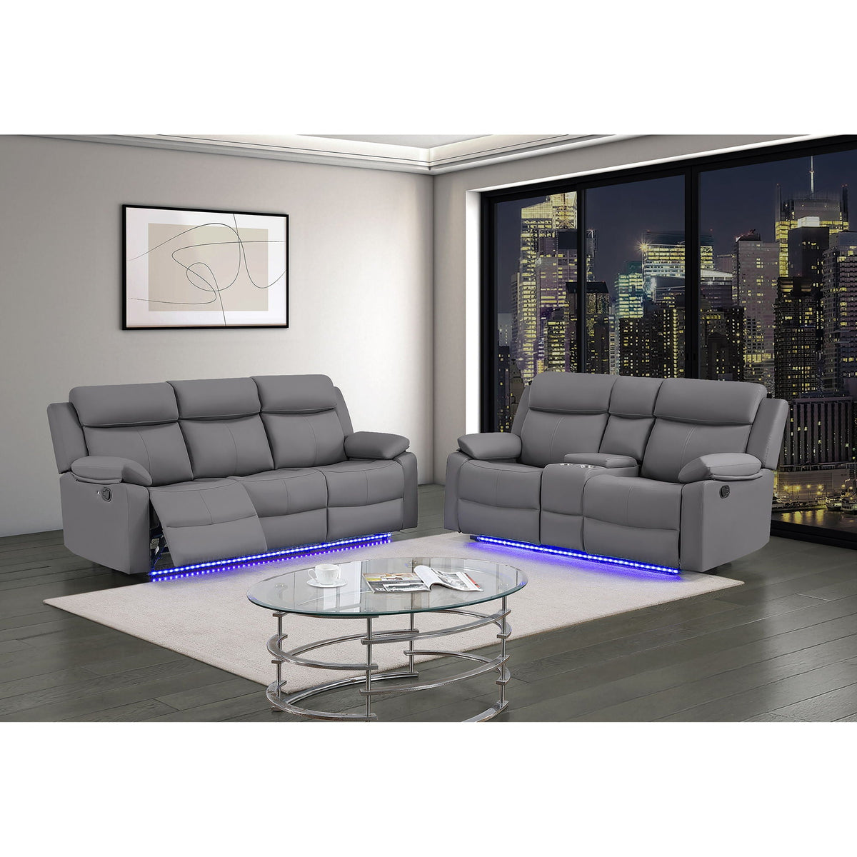 Blanche - Console Reclining Loveseat With LED Lights And Speakers