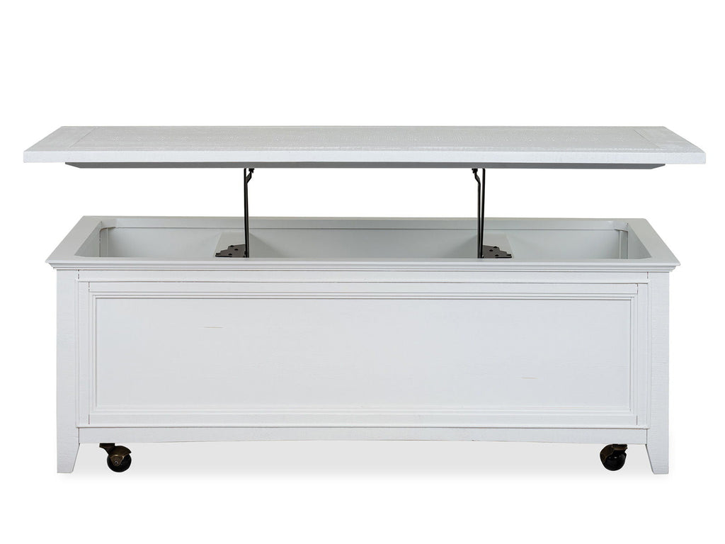 Heron Cove - Lift Top Storage Cocktail Table With Casters - Chalk White