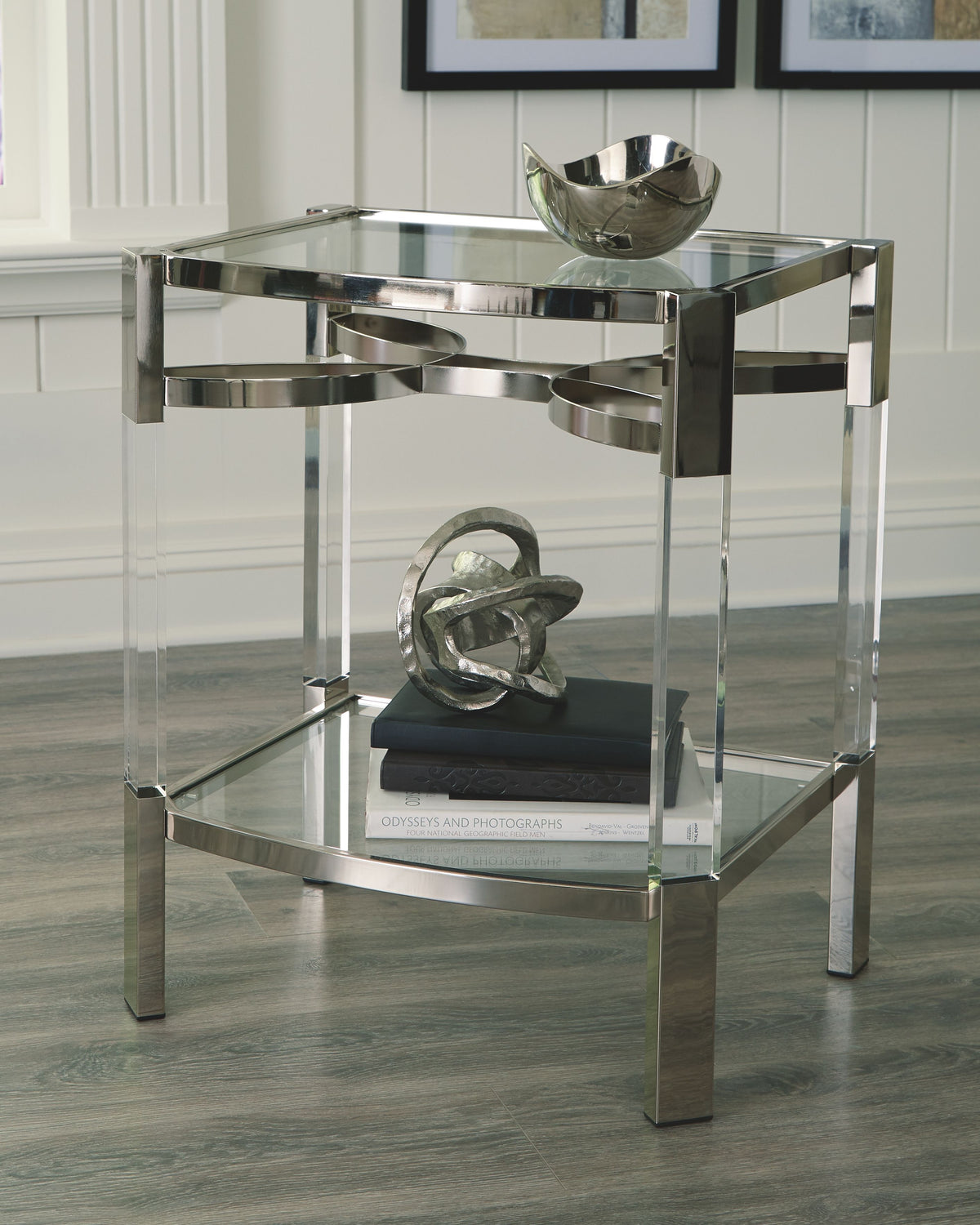 Chaseton - Accent Table - Clear / Silver Finish
