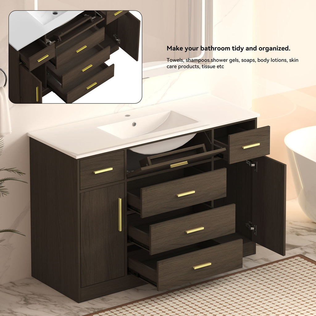 Bathroom Vanity With Abundant Storage 2 Soft Close Doors And 6 Drawers