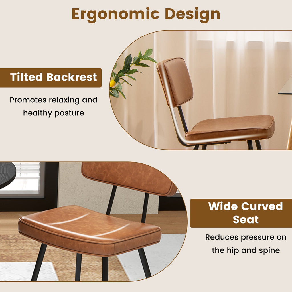 Dining Chair Set of 2 with Padded Backrest and Seat