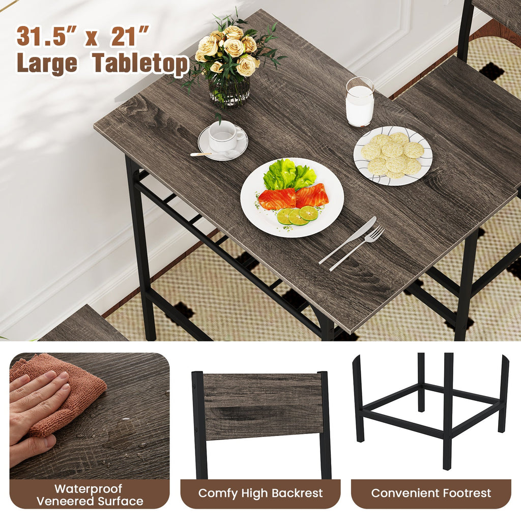 Dining Table Set with Metal Frame and Storage Rack