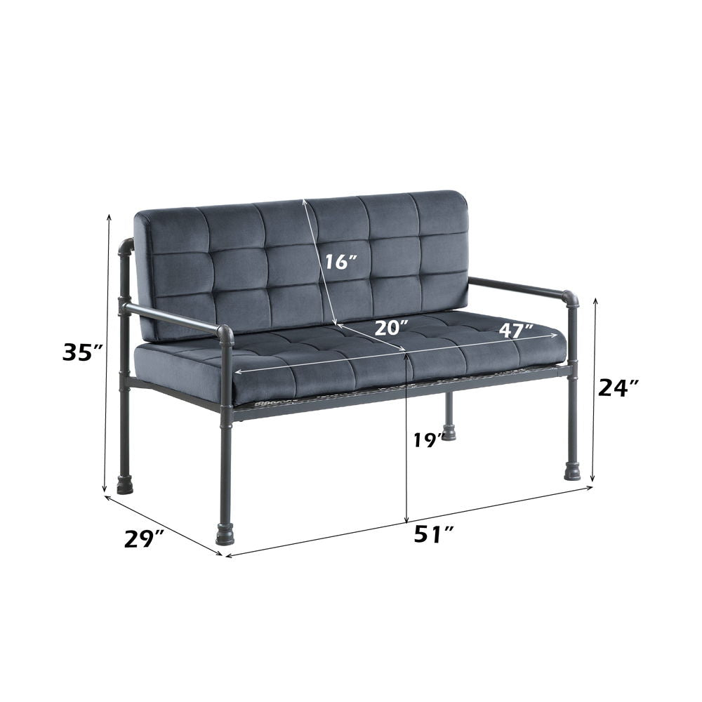 Brantley - Loveseat - Gray Velvet & Sandy Gray