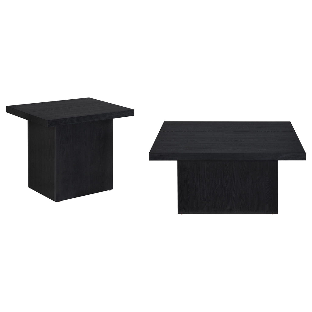 Devar 2-piece Square Cocktail Coffee End Table Set Black