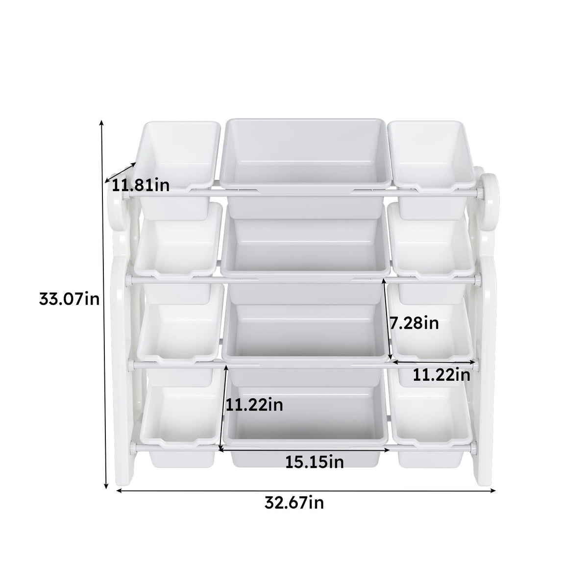 Multi Functional Kids Toy Storage Organizer Cabinet With Hdpe Shelf And 12 Bins - Gray / Ivory