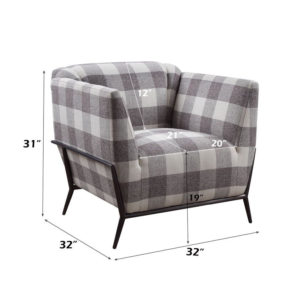 Niamey II - Accent Chair - Pattern Fabric & Metal Frame Black