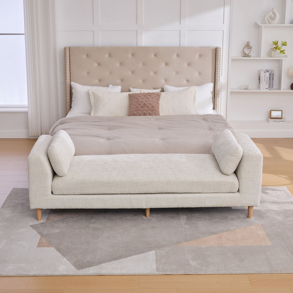 Modern Upholstered End Of Bed Bench With Armrests