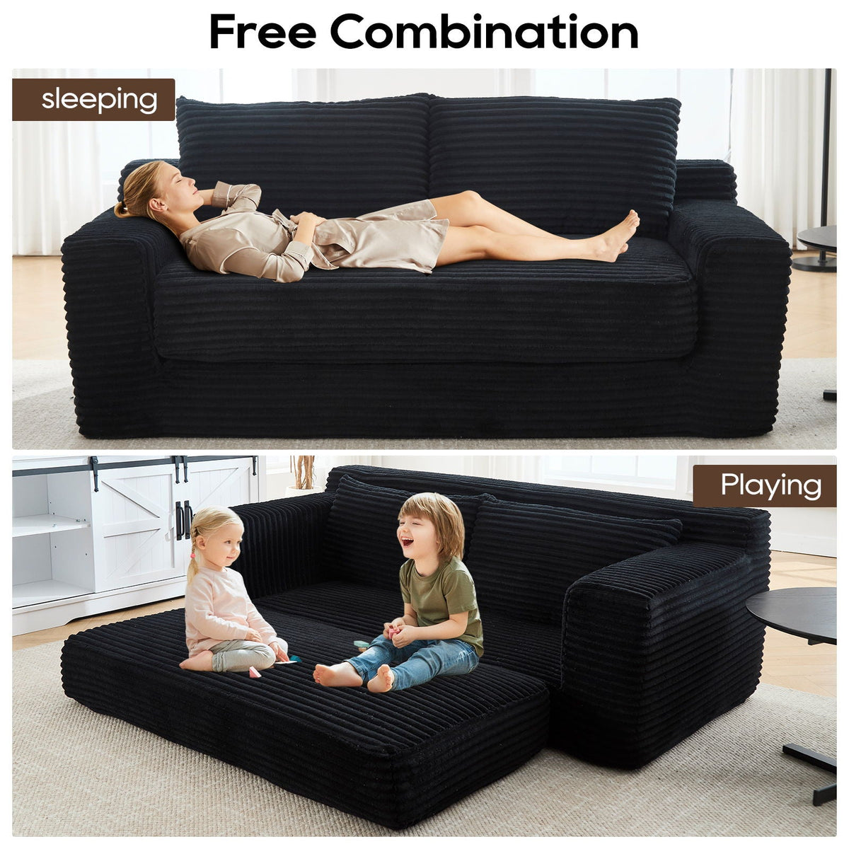 Convertible Loveseat Sofa Bed With Memory Foam & Steel Frame