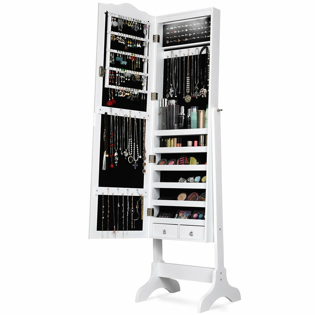 14 LED Jewelry Armoire Cabinet with Full Length Mirror and 4 Tilting Angles