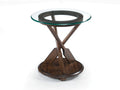 Beaufort - Round End Table With Base And Glass Top - Dark Oak