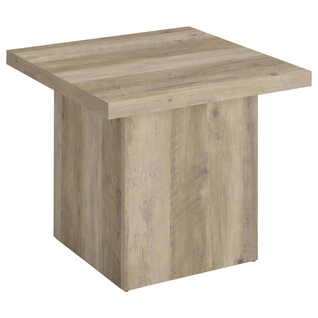 Devar Square Engineered Wood End Table Distressed Pine