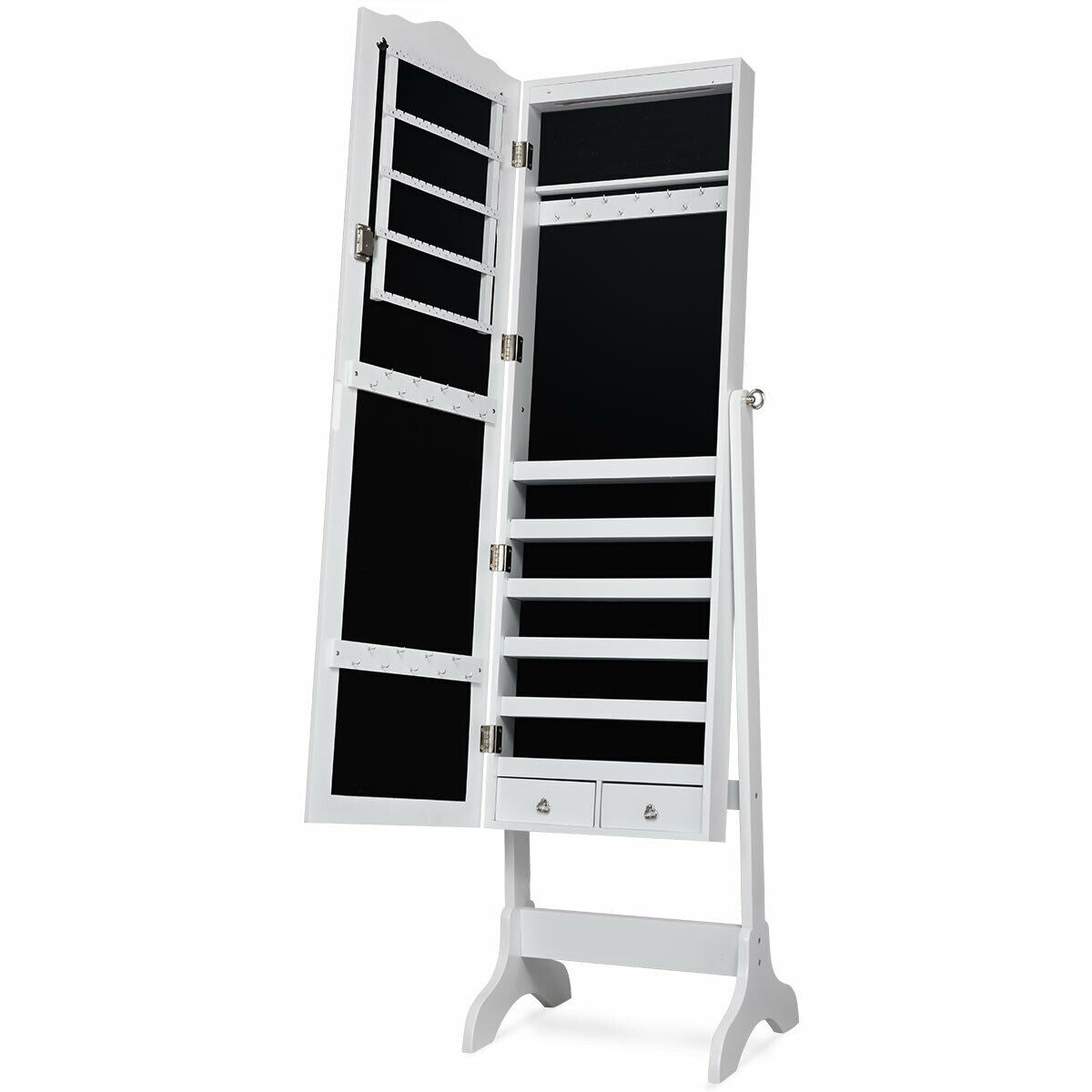 14 LED Jewelry Armoire Cabinet with Full Length Mirror and 4 Tilting Angles