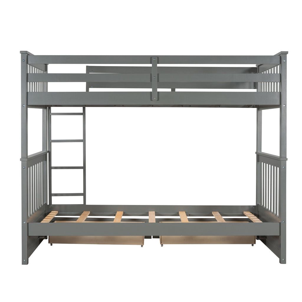 Bunk Bed With Ladders And 2 Storage Drawers