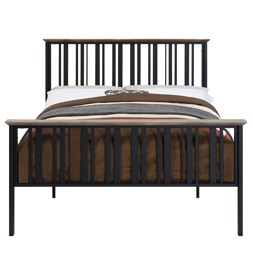 Zudora - Full Bed - Antique Oak & Black
