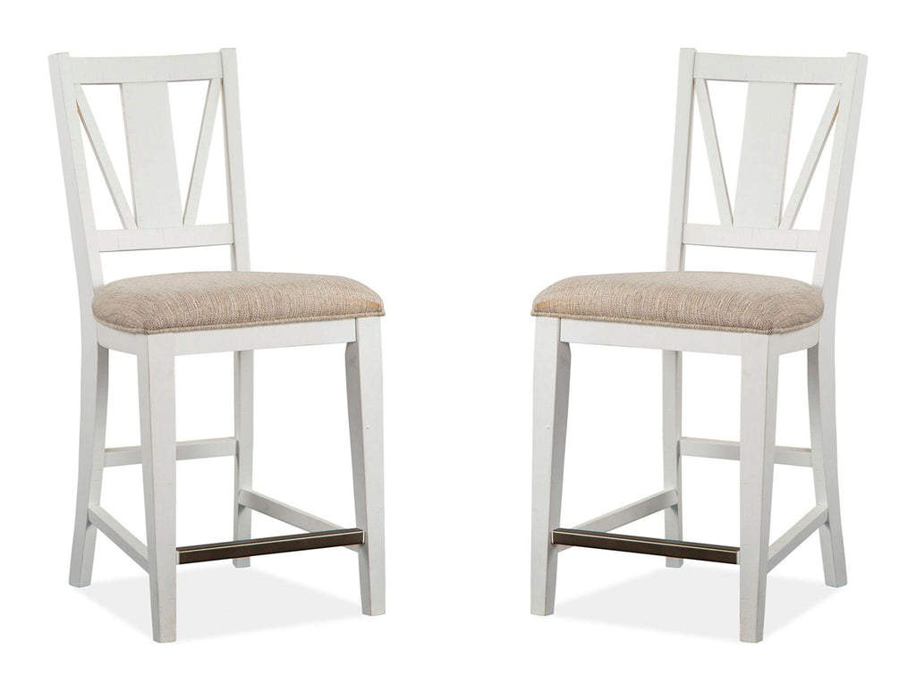 Heron Cove - Counter Chair With Upholstered Seat (Set of 2) - Chalk White