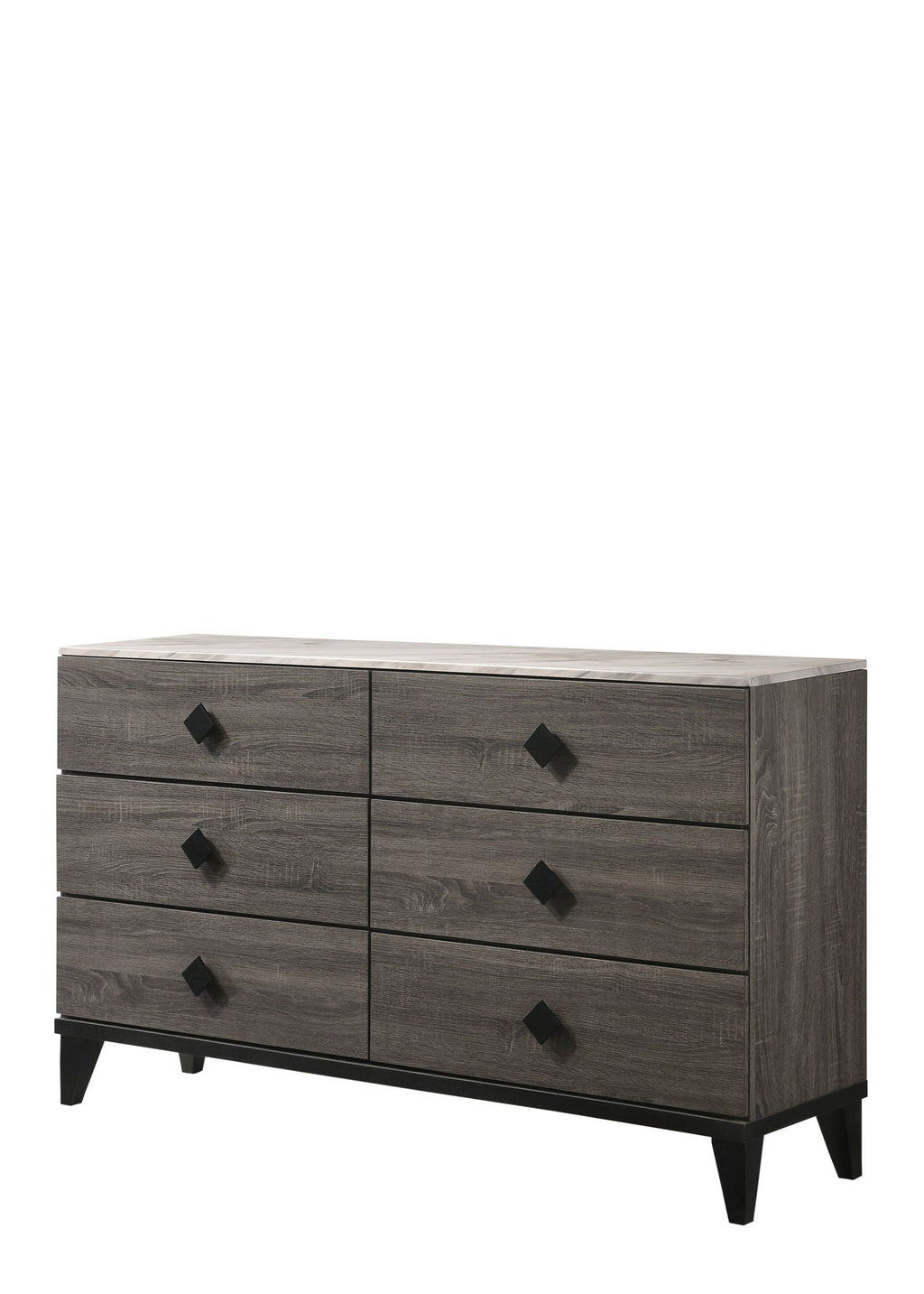 Avantika - Faux Marble Top Rustic Dresser - Gray / Marble / Oak