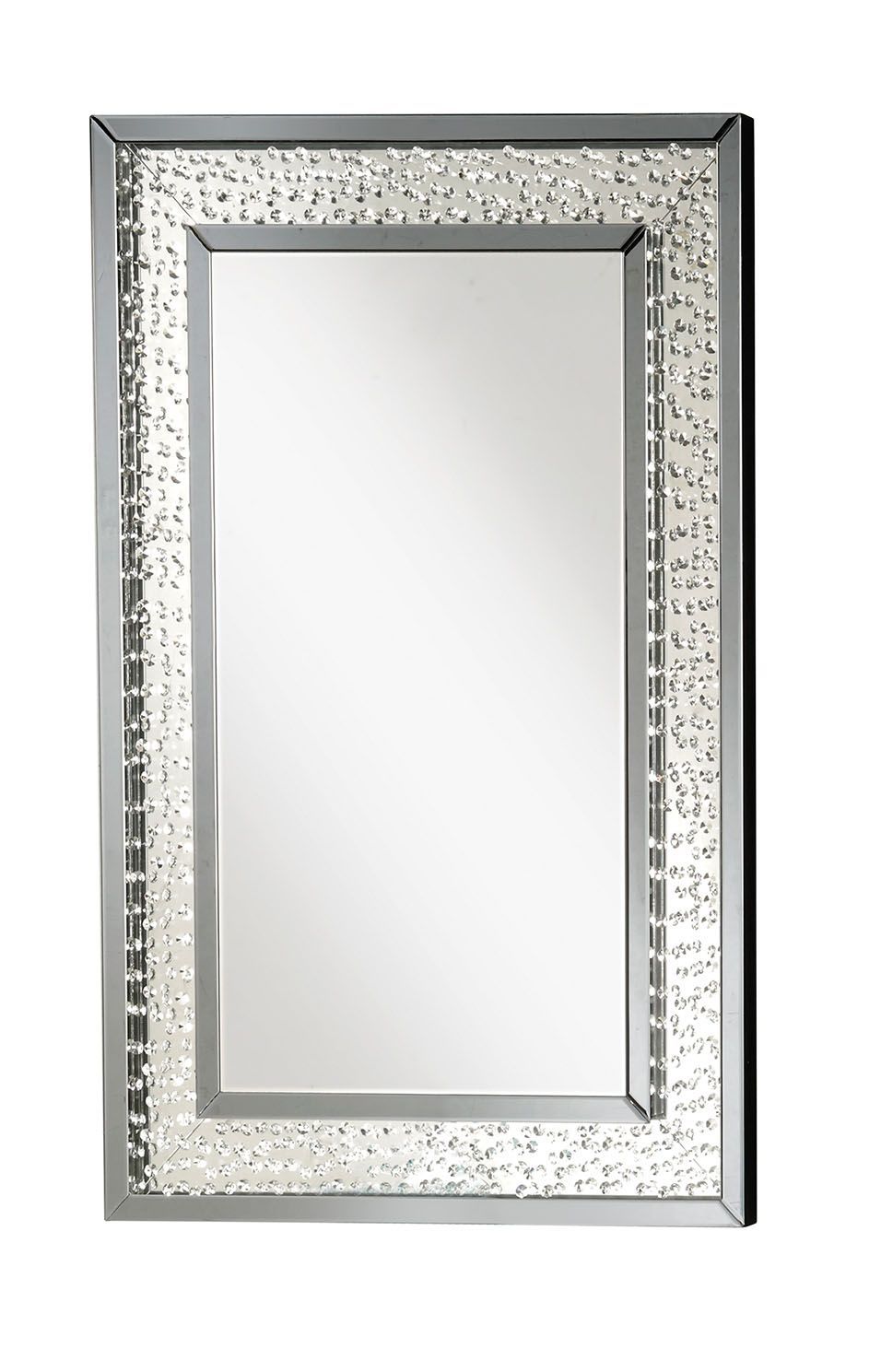 Nysa - 47" Rectangular Accent Mirror - Mirrored & Faux Crystals