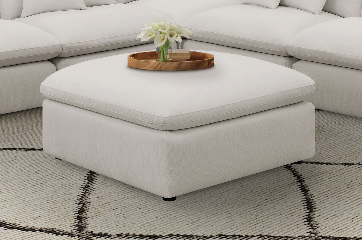 Hobson Square Upholstered Ottoman Ivory