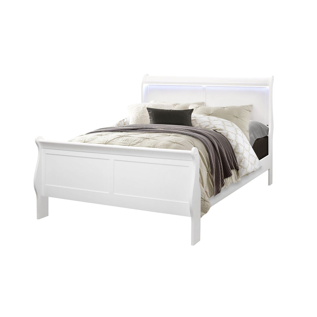 Charlston - Modern Sleigh Design Bed With LED