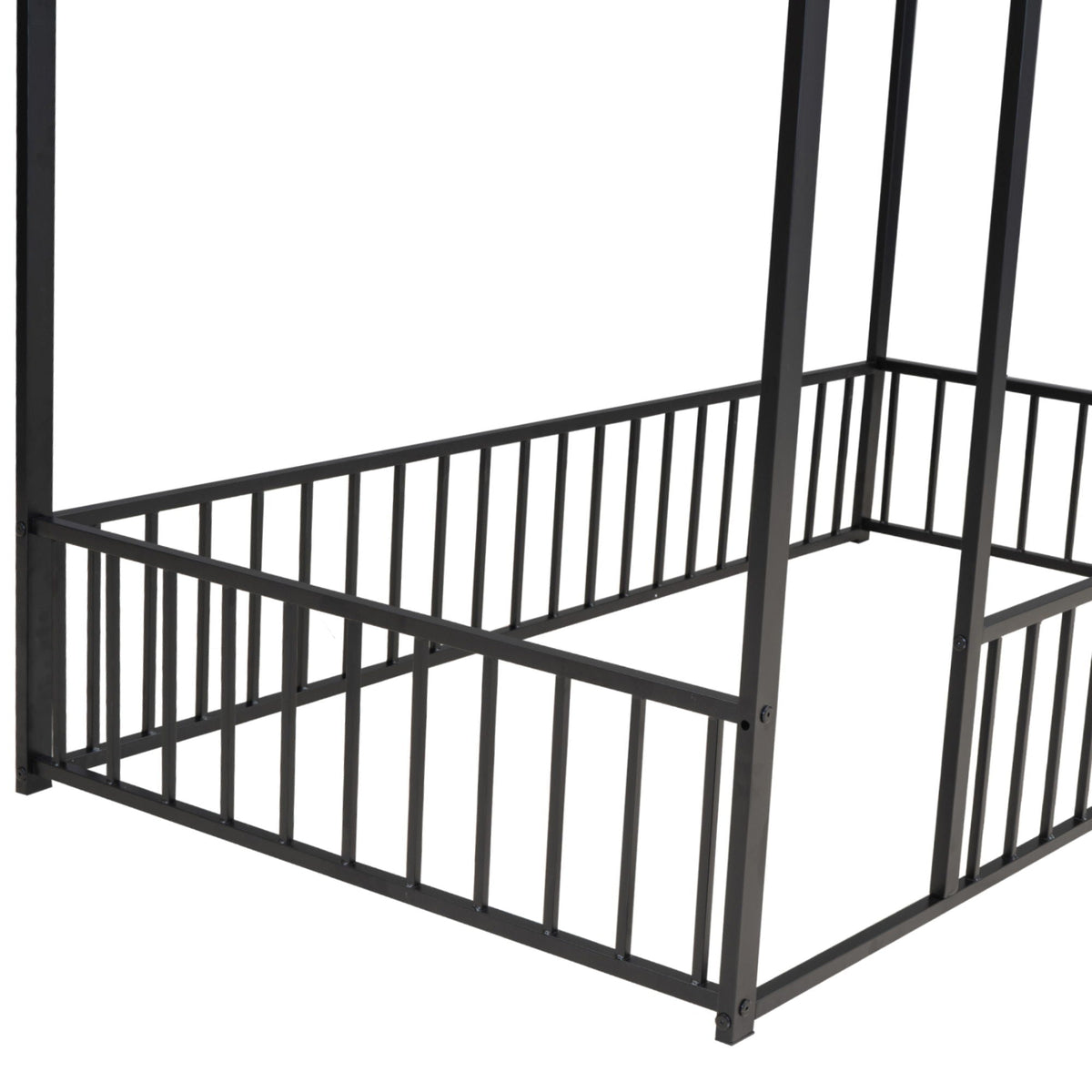 Metal Bed House Bed Frame With Fence