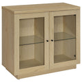 Tilbury 2-door Glass Front Accent Display Cabinet Light Oak