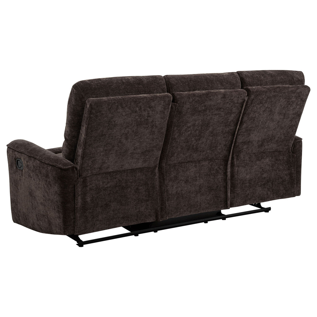 Navarro Chenille Upholstered Reclining Sofa Dark Brown