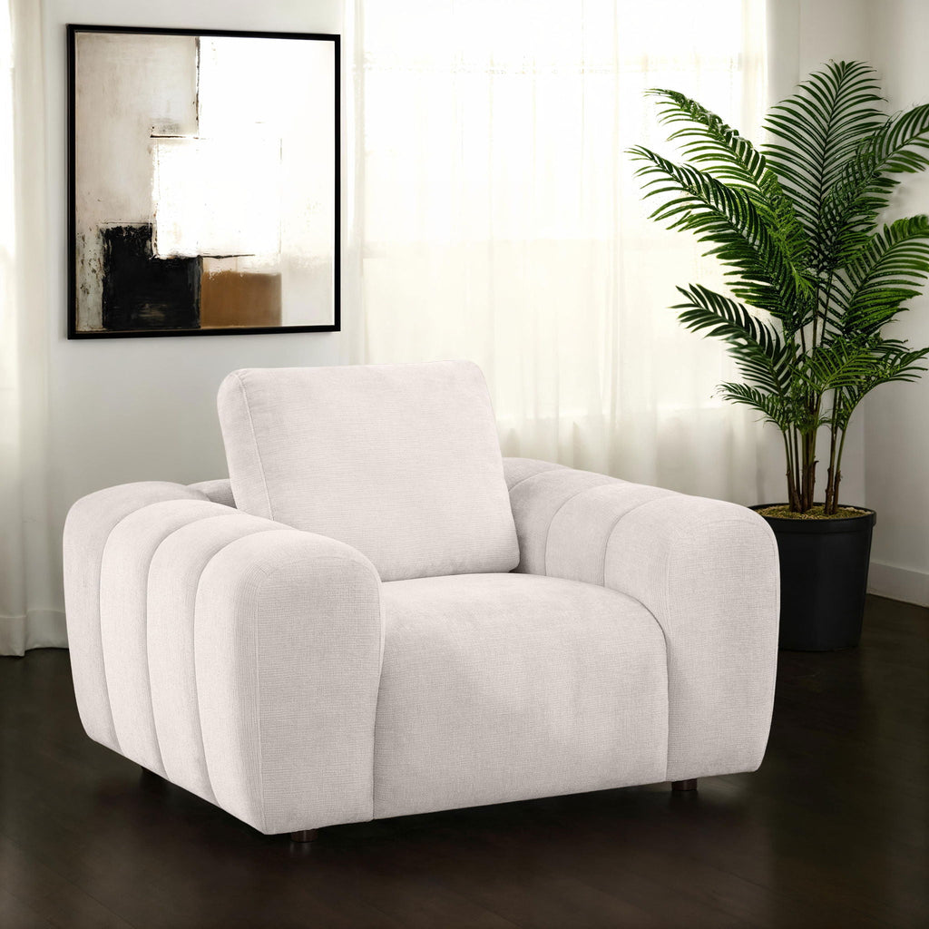 Burnett Chenille Upholstered Accent Chair Ivory